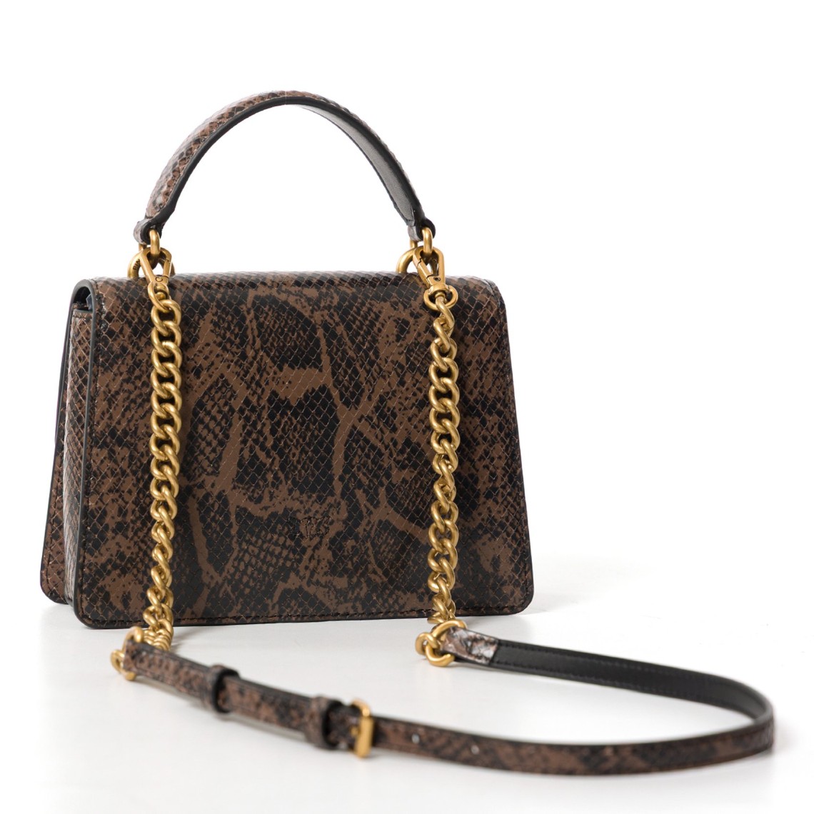 Borsa Pinko a mano Mini Love Bag One Top Handle Light in pelle con stampa pitone