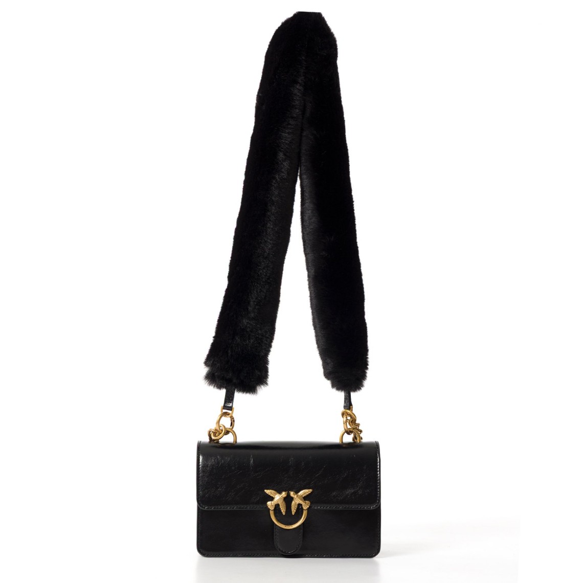 Borsa Pinko a tracolla Mini Love Bag One Light in pelle lucida con doppia tracolla