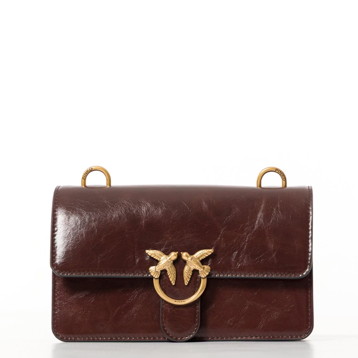 Borsa Pinko a tracolla Mini Love Bag One Light in pelle lucida con doppia tracolla