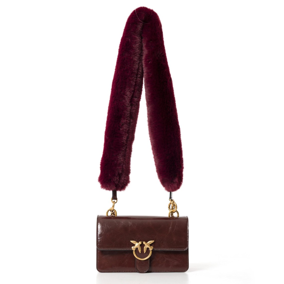 Borsa Pinko a tracolla Mini Love Bag One Light in pelle lucida con doppia tracolla