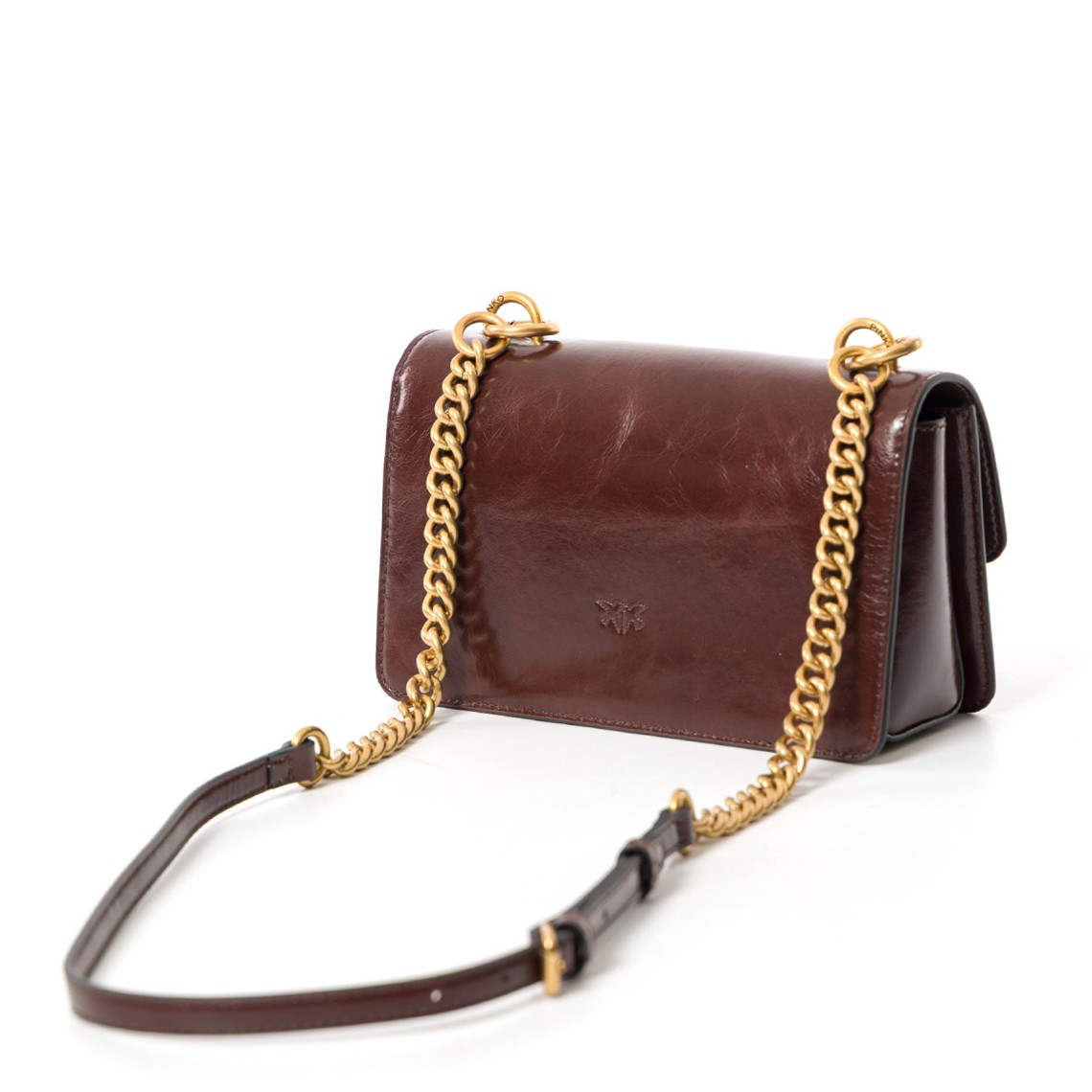 Borsa Pinko a tracolla Mini Love Bag One Light in pelle lucida con doppia tracolla