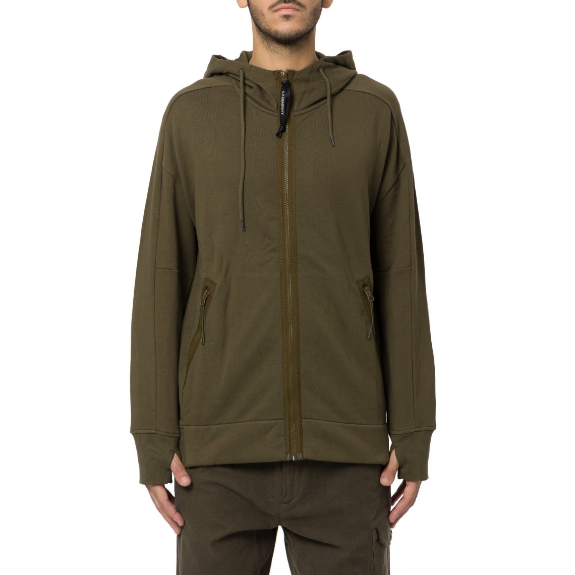 Felpa con zip C.P. Company in fleece di cotone