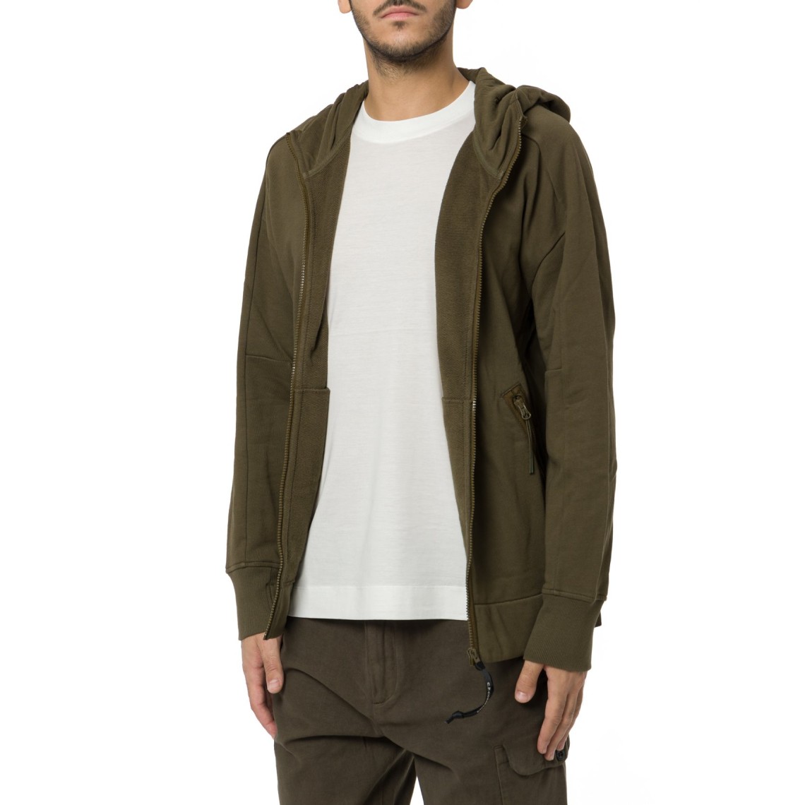 Felpa con zip C.P. Company in fleece di cotone
