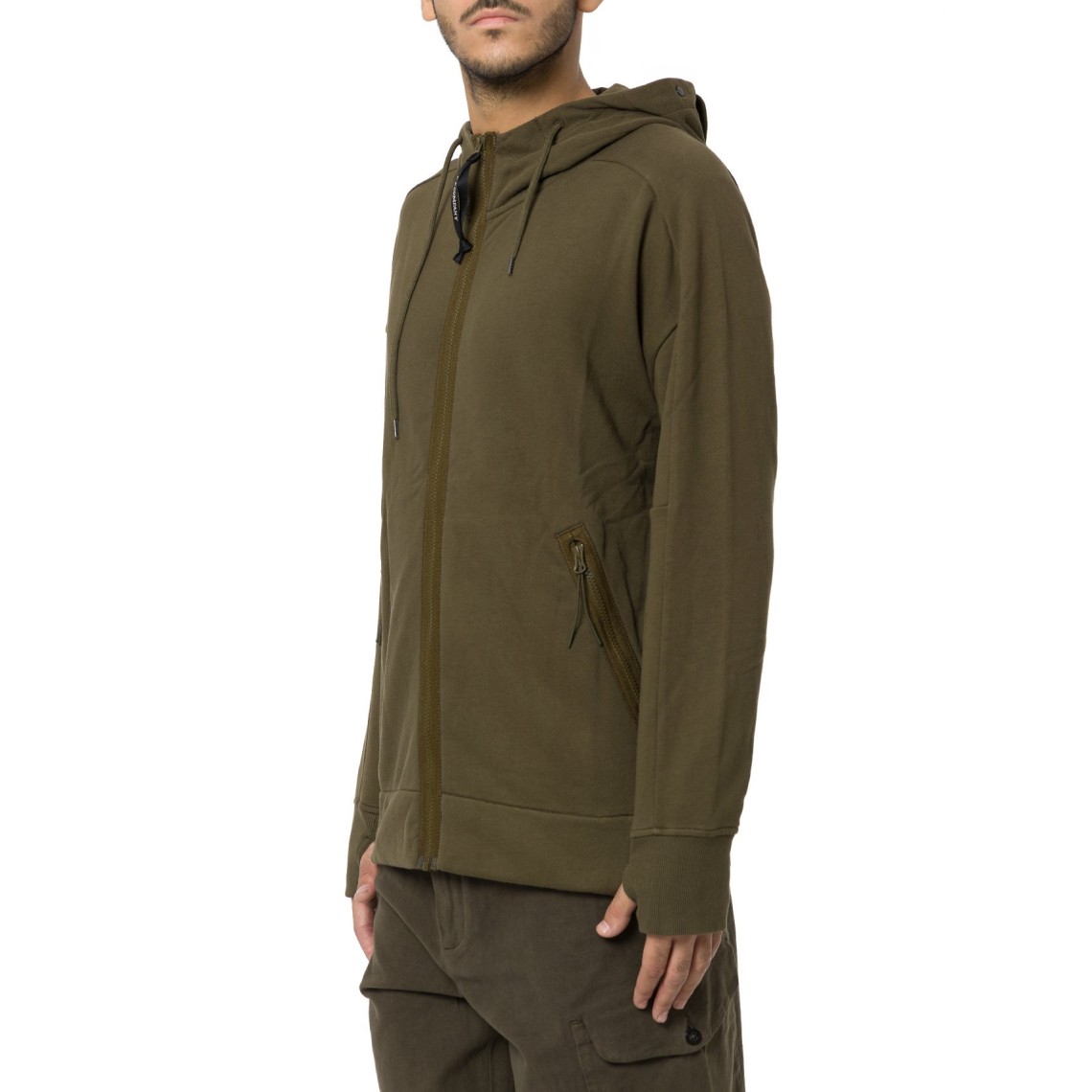 Felpa con zip C.P. Company in fleece di cotone