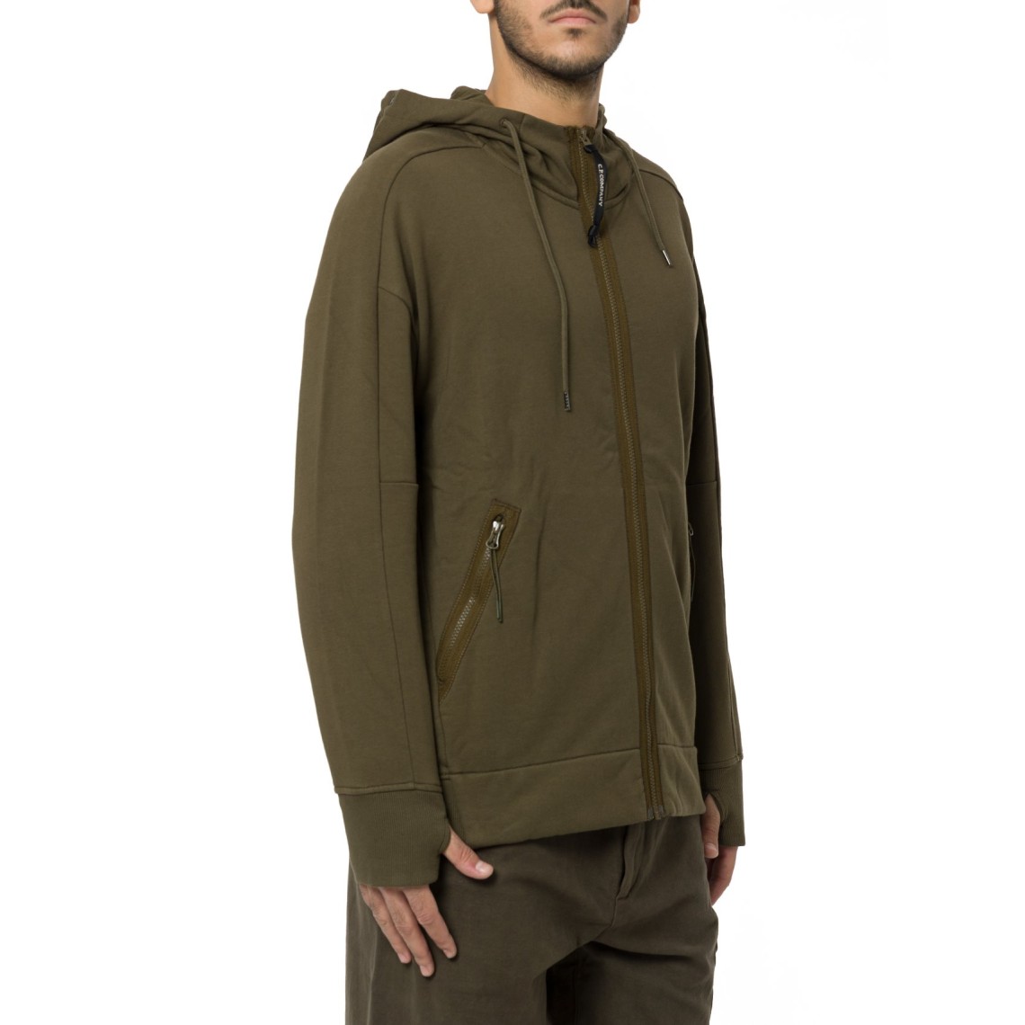 Felpa con zip C.P. Company in fleece di cotone