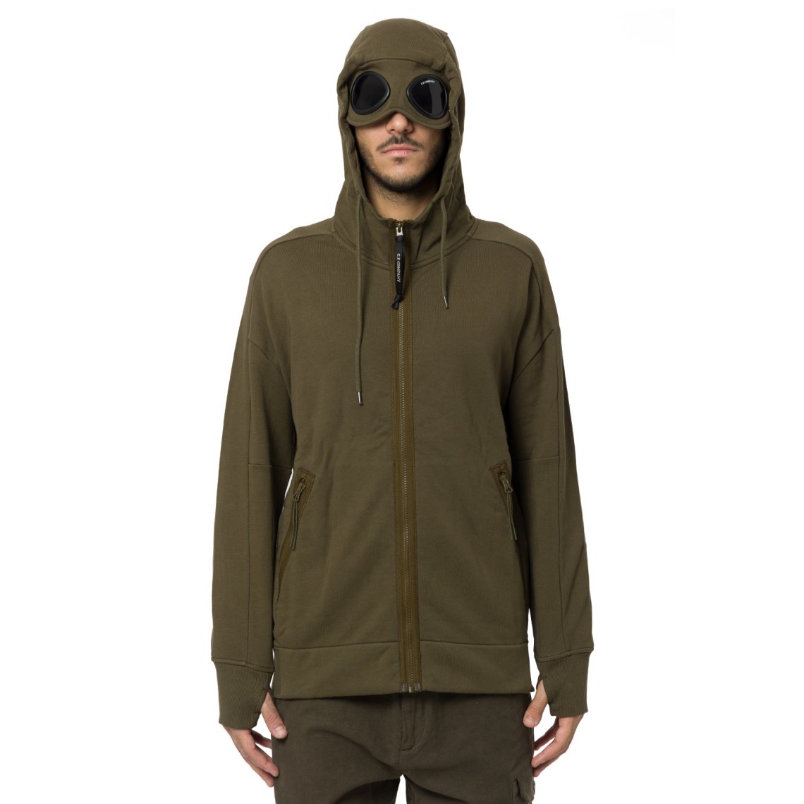 Felpa con zip C.P. Company in fleece di cotone