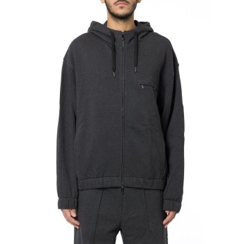 Felpa con zip e cappuccio Emporio Armani in cotone french...