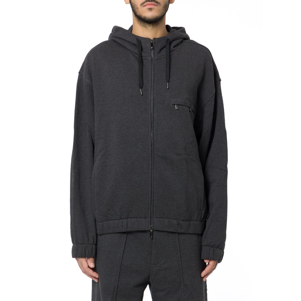 Felpa con zip e cappuccio Emporio Armani in cotone french terry