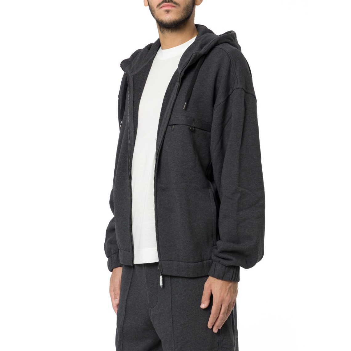 Felpa con zip e cappuccio Emporio Armani in cotone french terry