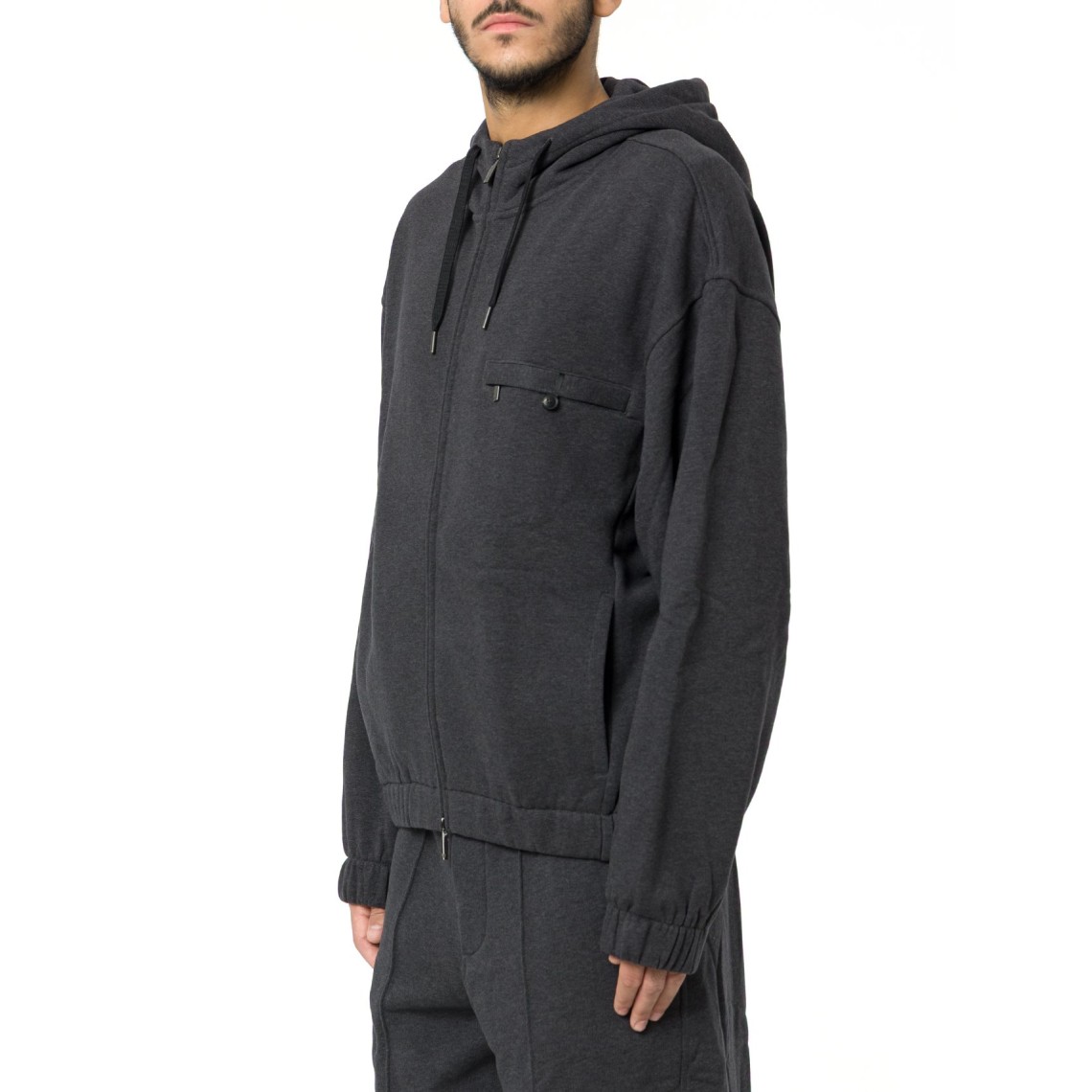 Felpa con zip e cappuccio Emporio Armani in cotone french terry