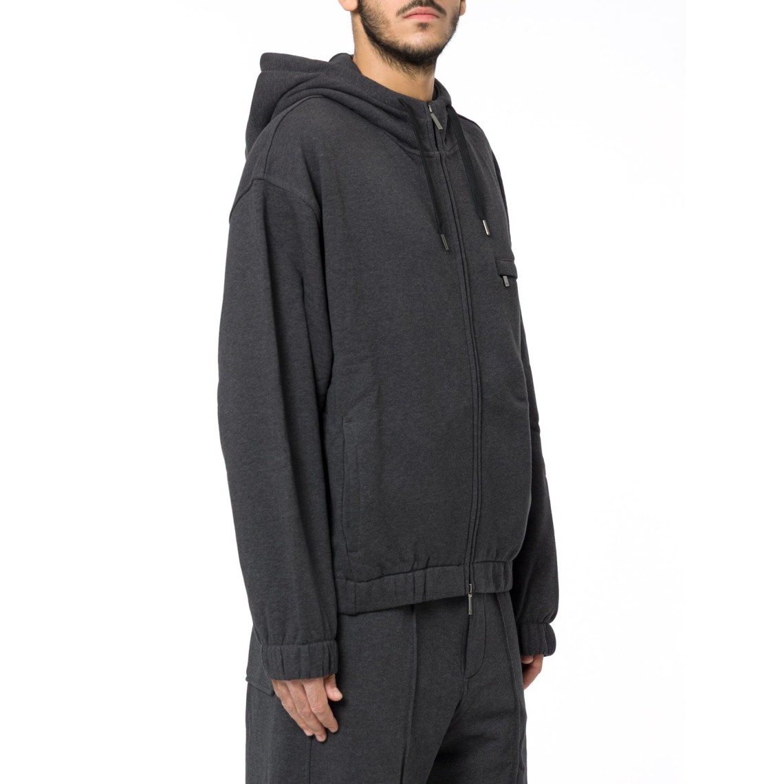 Felpa con zip e cappuccio Emporio Armani in cotone french terry