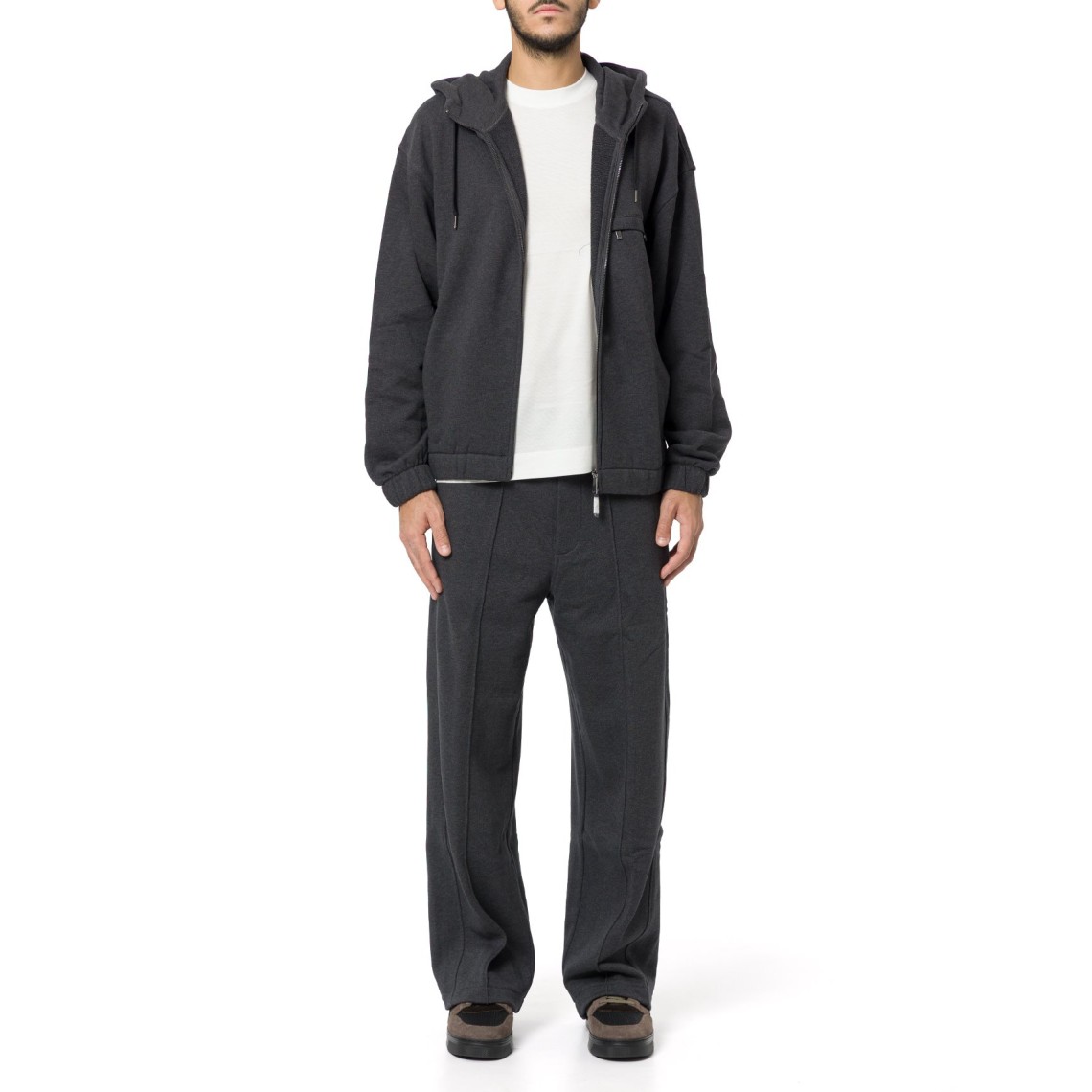 Felpa con zip e cappuccio Emporio Armani in cotone french terry