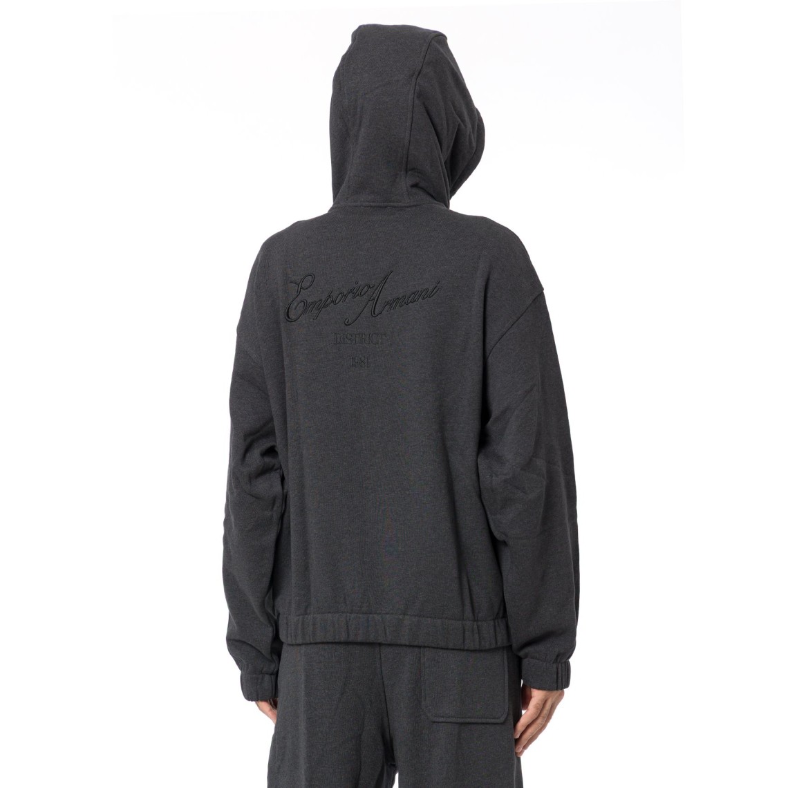 Felpa con zip e cappuccio Emporio Armani in cotone french terry