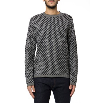 Maglia girocollo in lana vergine jacquard Emporio Armani