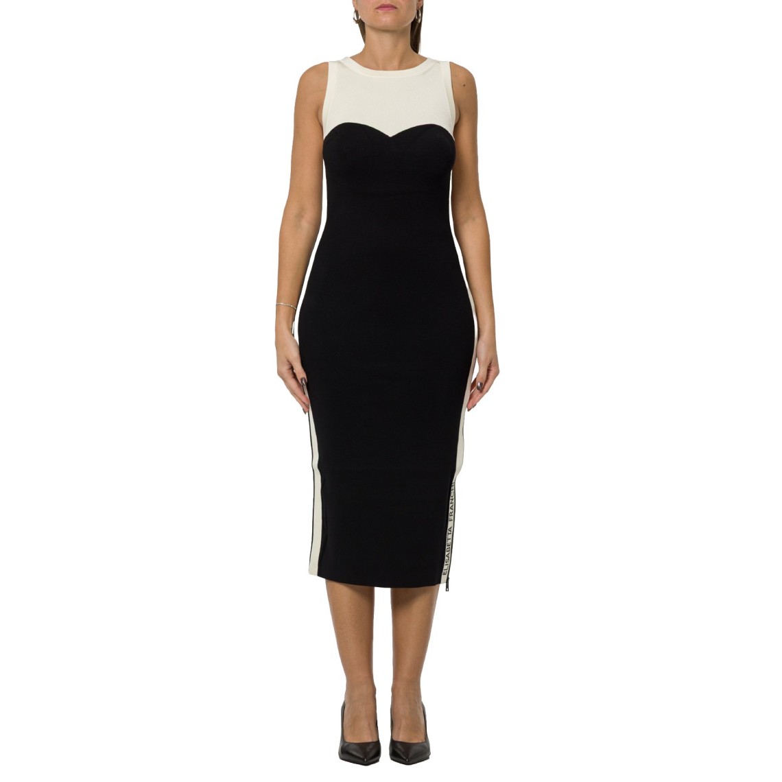 Abito Midi In Maglia Bicolor con Spacchi Elisabetta Franchi