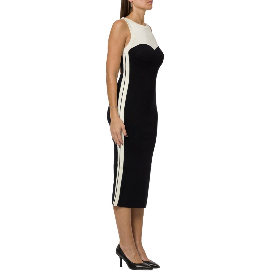 Abito Midi In Maglia Bicolor con Spacchi Elisabetta Franchi