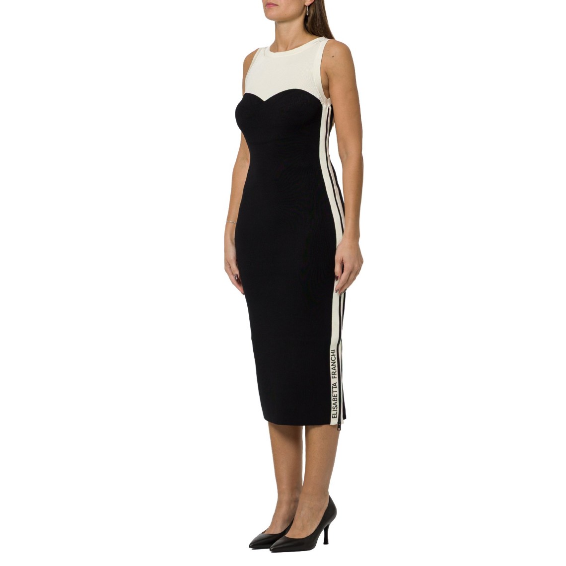 Abito Midi In Maglia Bicolor con Spacchi Elisabetta Franchi