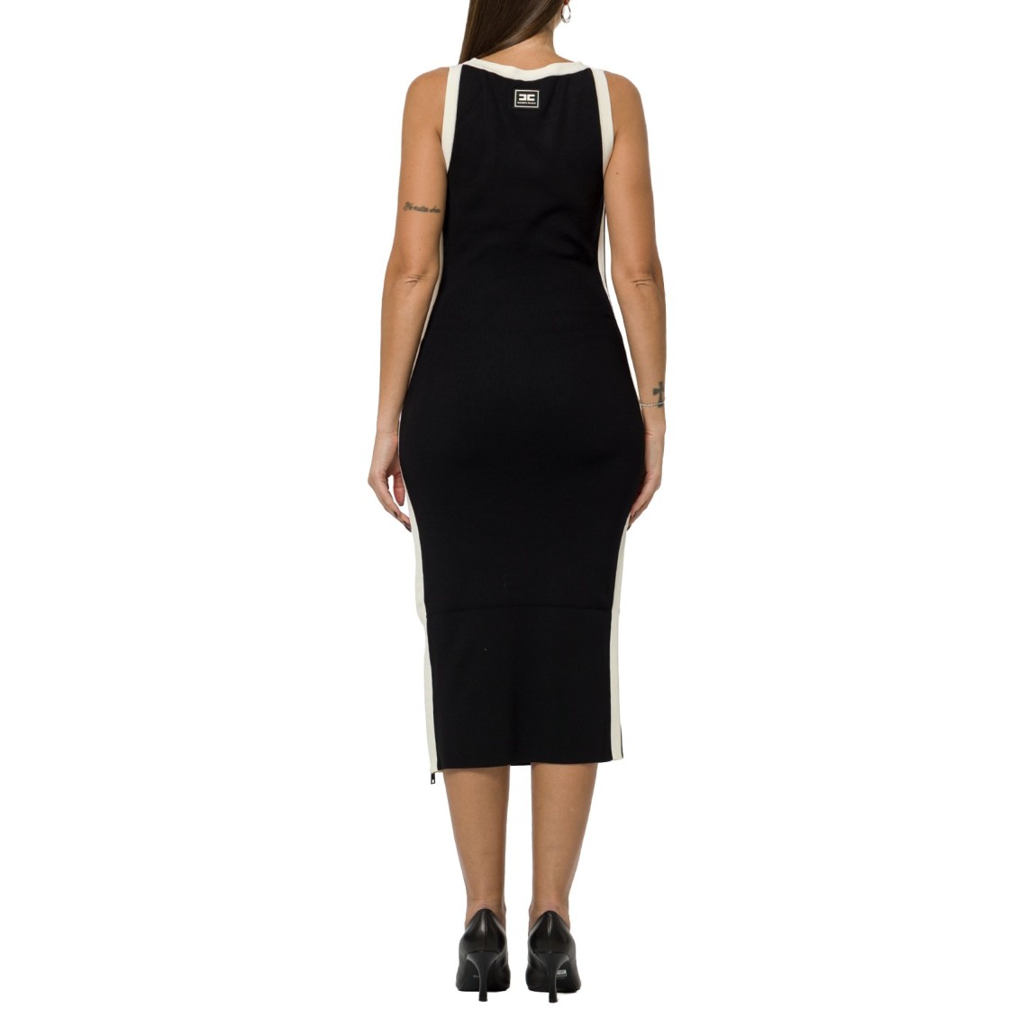 Abito Midi In Maglia Bicolor con Spacchi Elisabetta Franchi