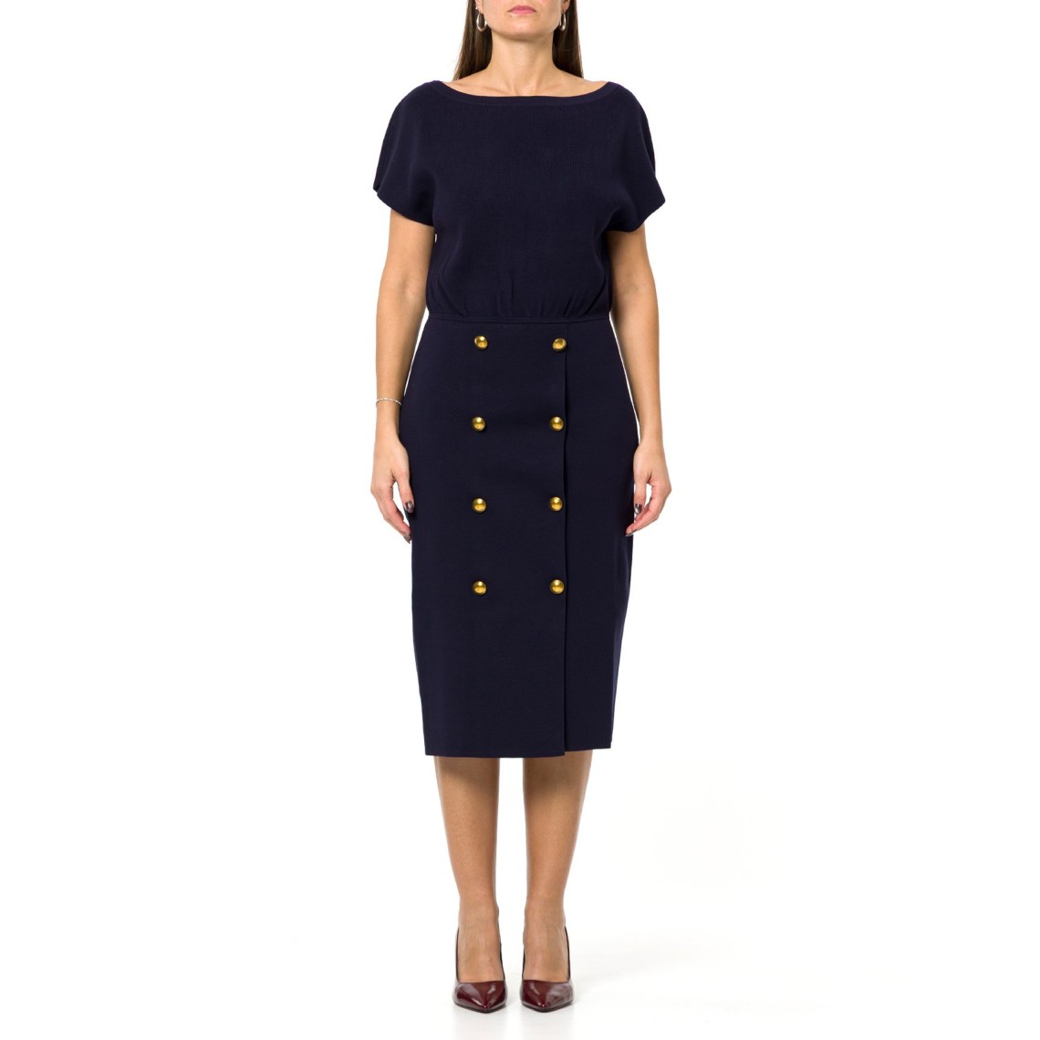 Abito in maglia con bottoni gioiello Elisabetta Franchi