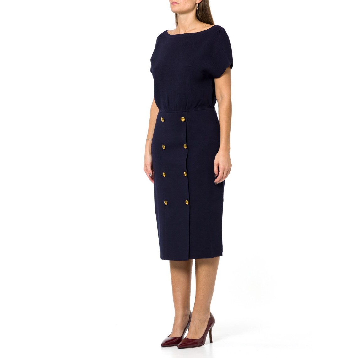 Abito in maglia con bottoni gioiello Elisabetta Franchi