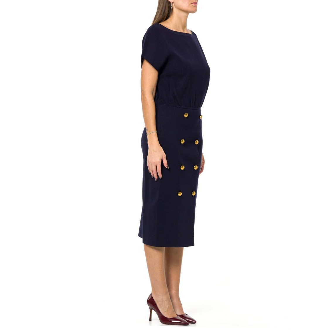 Abito in maglia con bottoni gioiello Elisabetta Franchi