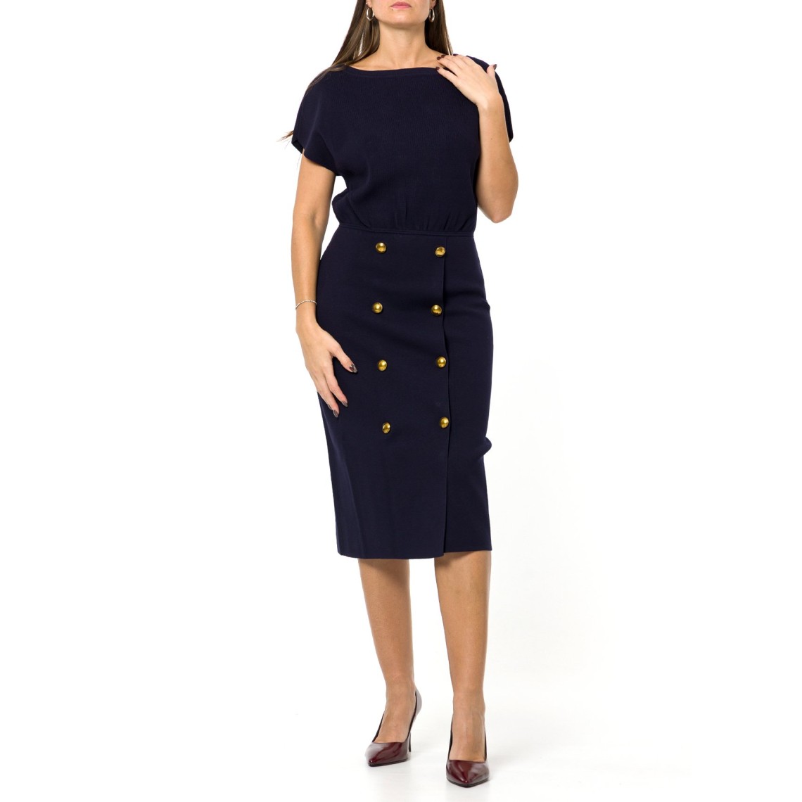 Abito in maglia con bottoni gioiello Elisabetta Franchi