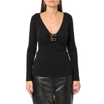Maglia in jersey con logo gioiello Elisabetta Franchi