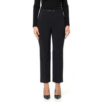 Pantaloni in doppio crêpe stretch con dettaglio gioiello...