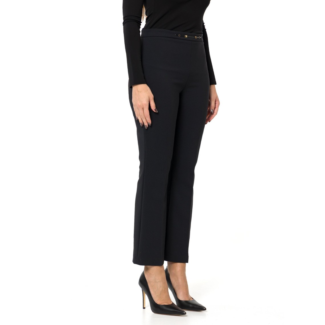 Pantaloni in doppio crêpe stretch con dettaglio gioiello Elisabetta Franchi