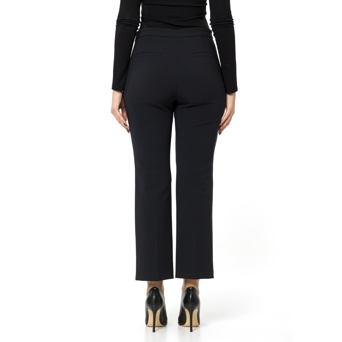 Pantaloni in doppio crêpe stretch con dettaglio gioiello Elisabetta Franchi