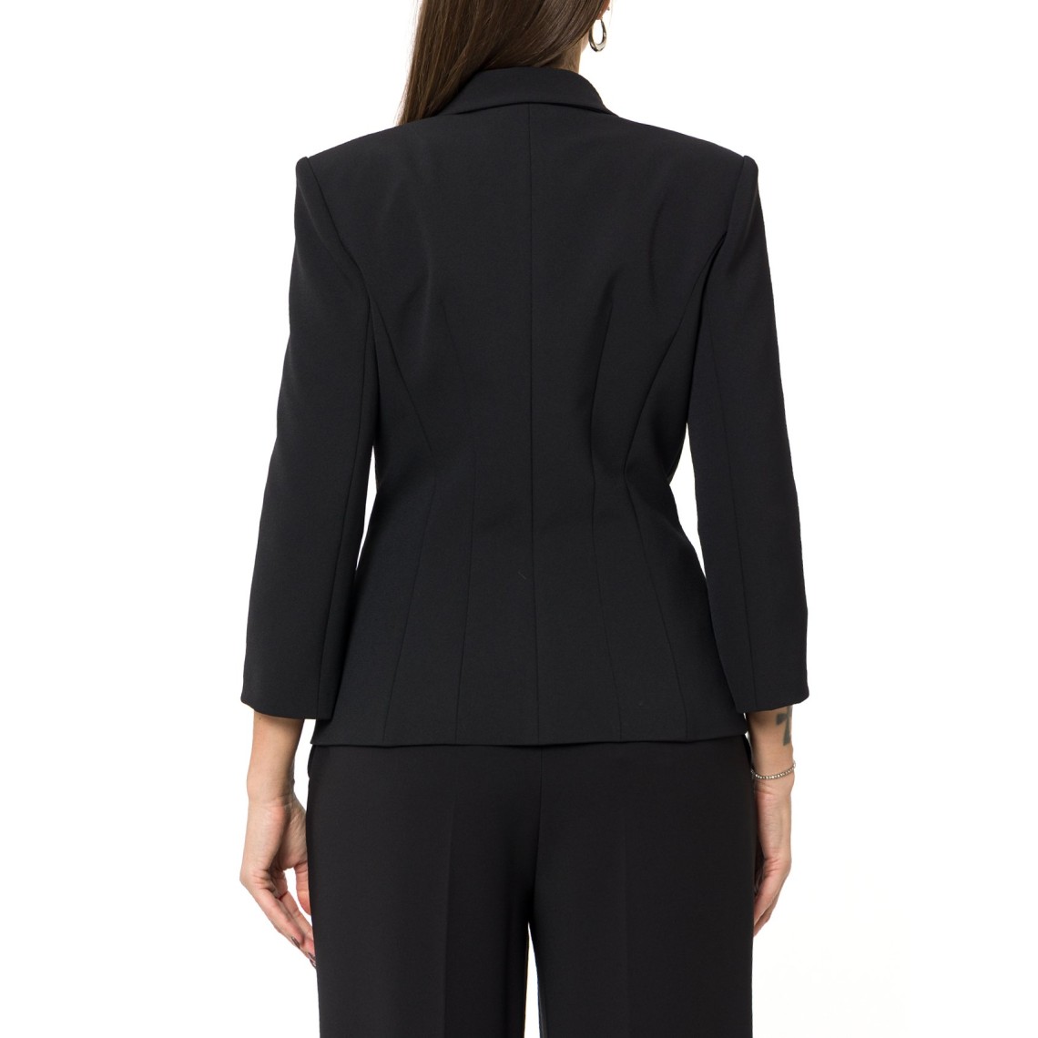 Giacca in doppio crêpe stretch con logo gioiello Elisabetta Franchi