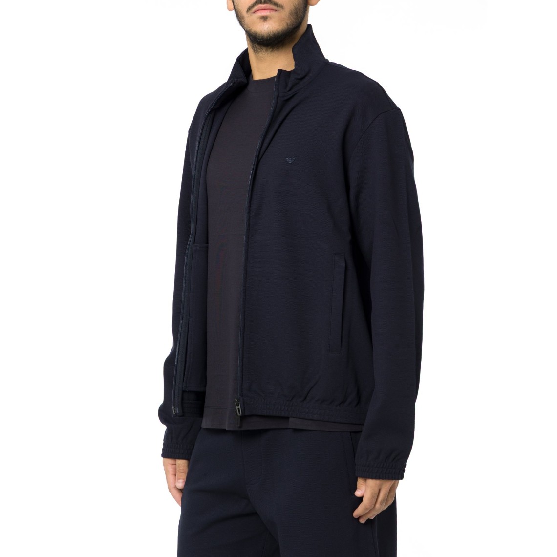 Felpa full zip in jersey piquet Emporio Armani