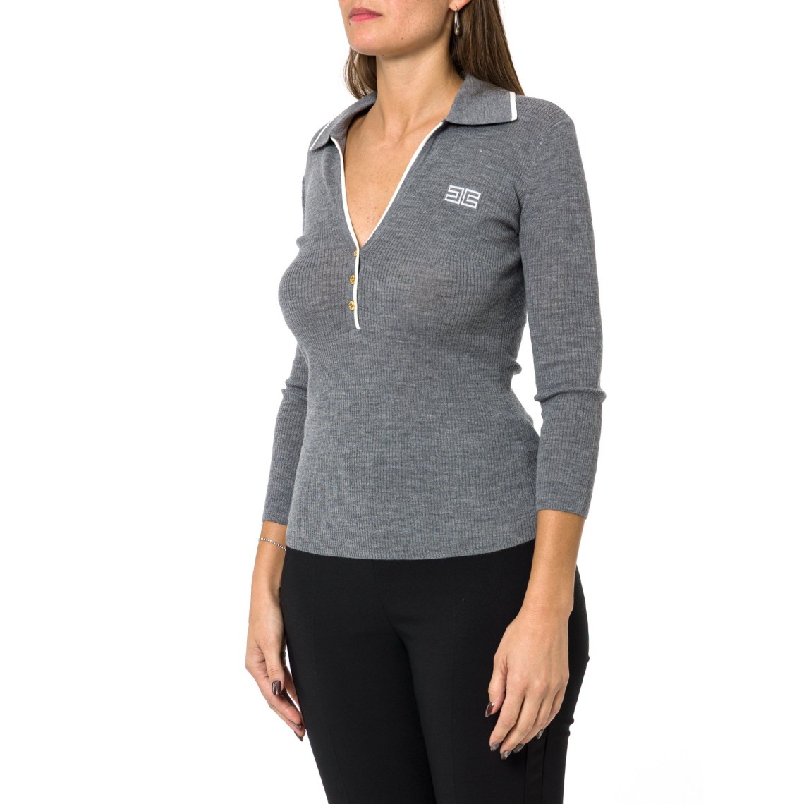 Polo in maglia a costine Elisabetta Franchi