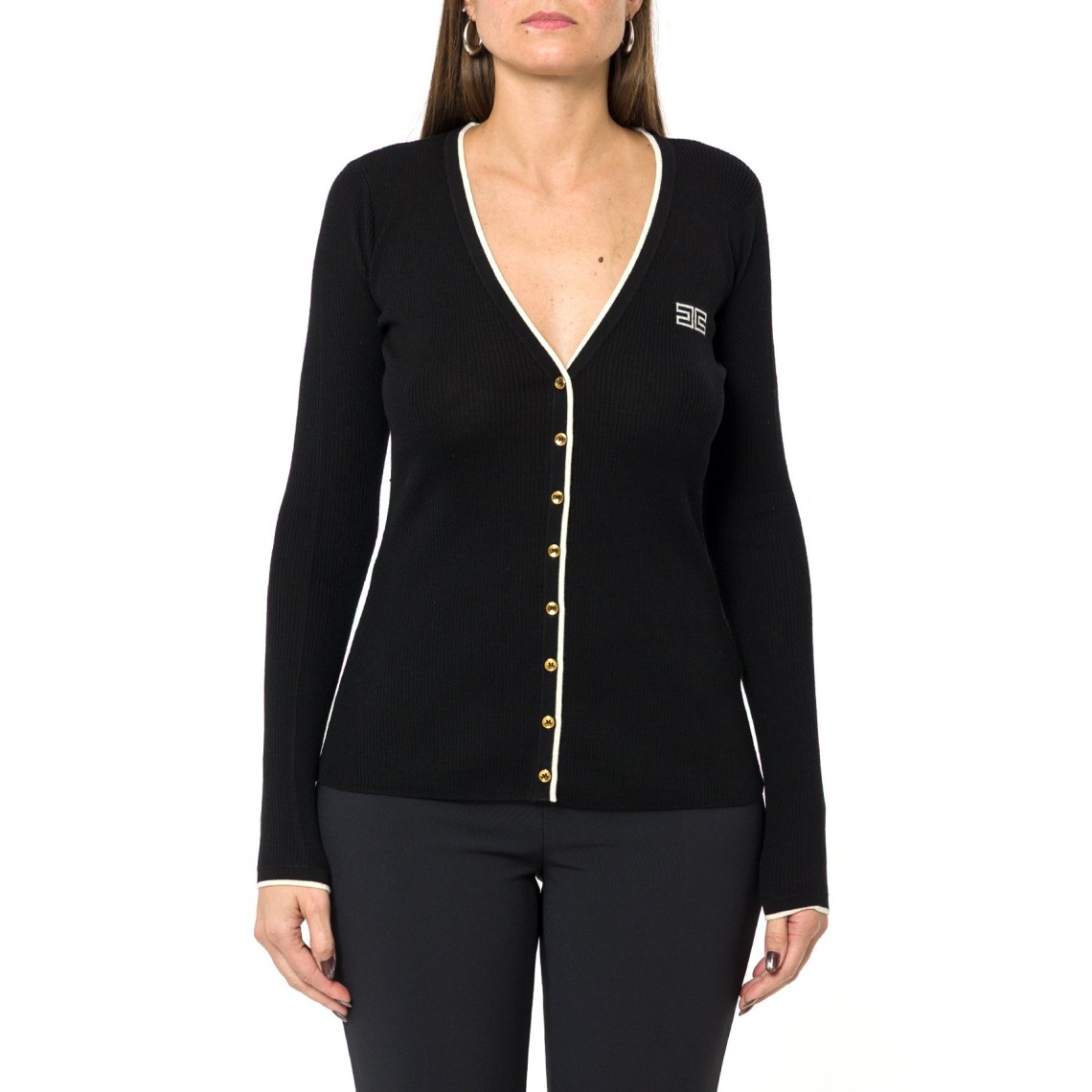 Cardigan in maglia a costine Elisabetta Franchi