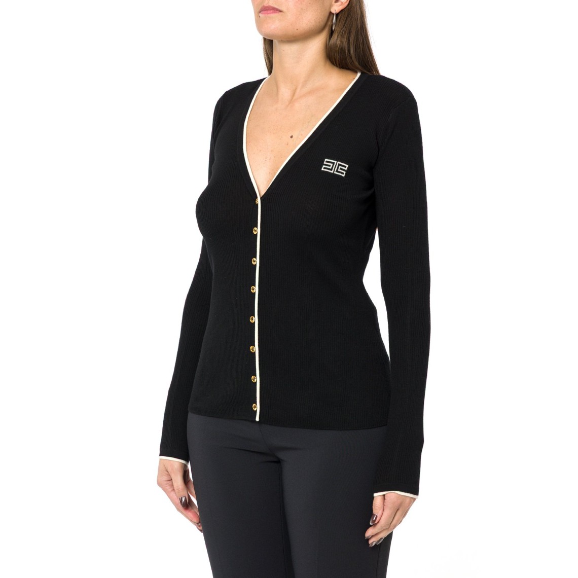 Cardigan in maglia a costine Elisabetta Franchi