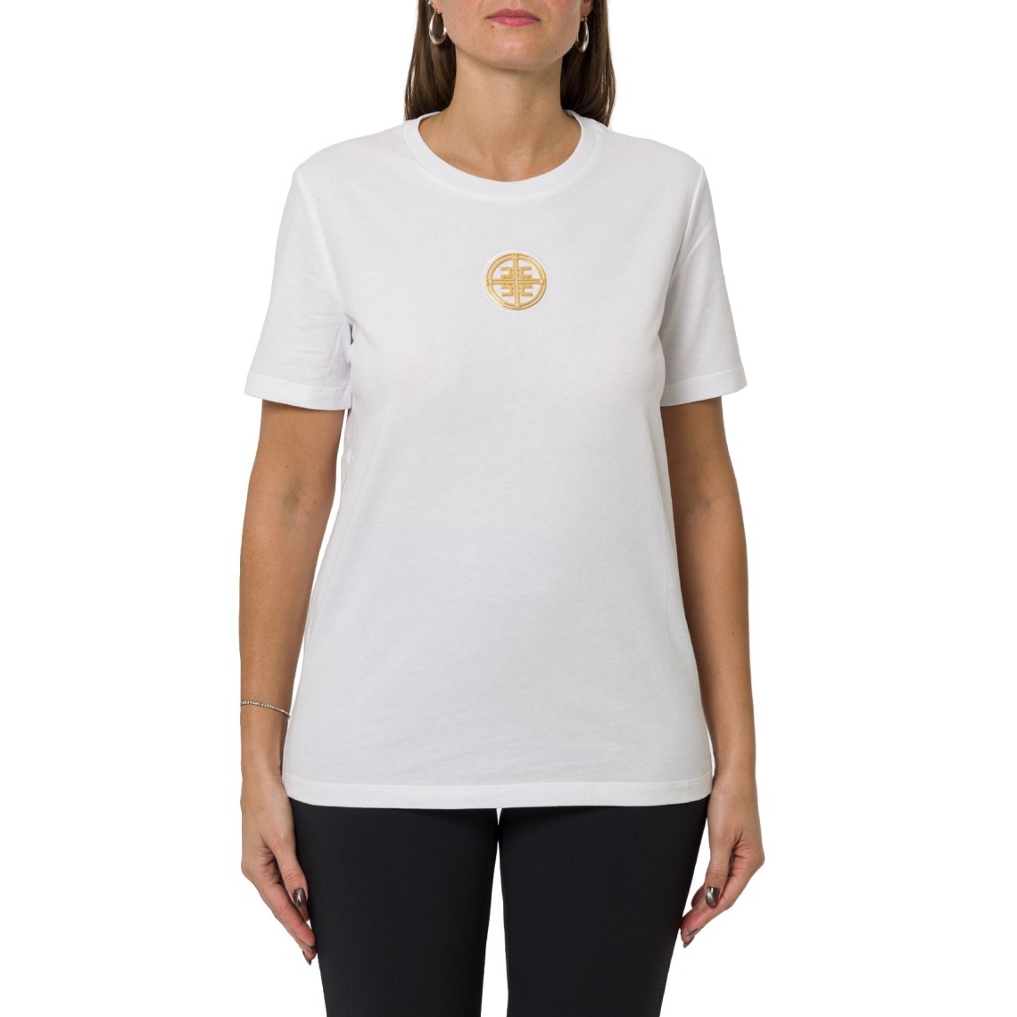 T-shirt in jersey con logo gioiello Elisabetta Franchi