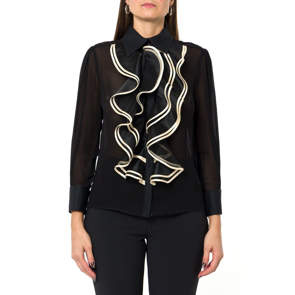 Camicia in georgette con ruches Elisabetta Franchi