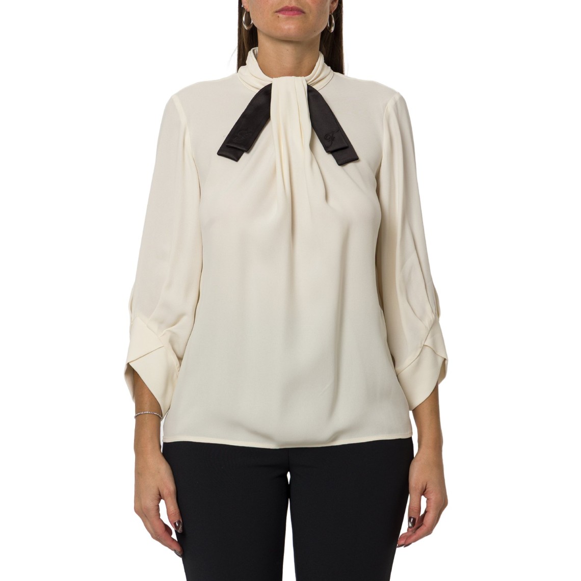 Blusa in georgette con cravattino Elisabetta Franchi