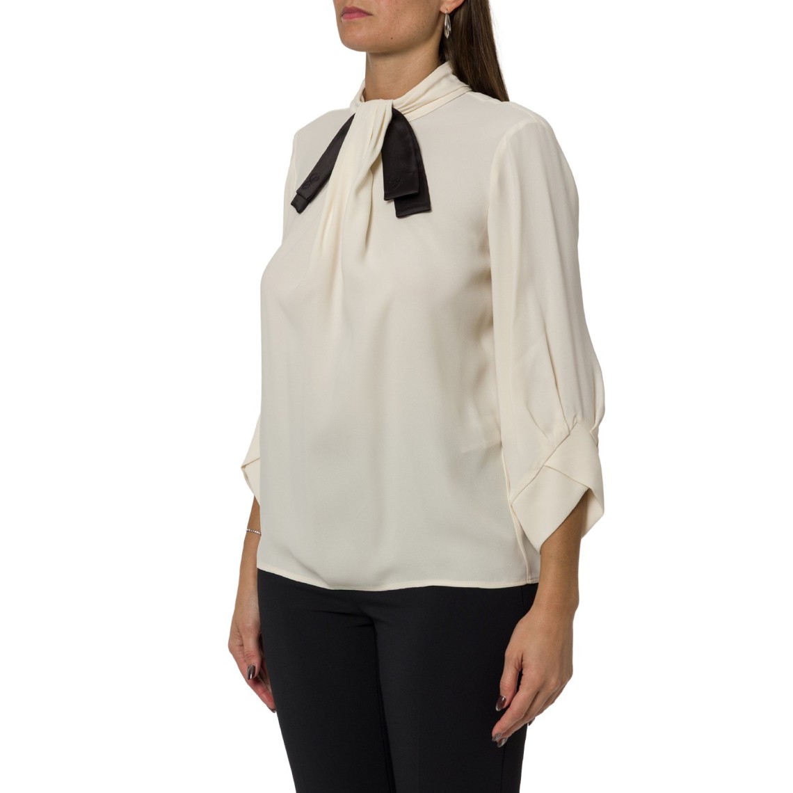 Blusa in georgette con cravattino Elisabetta Franchi
