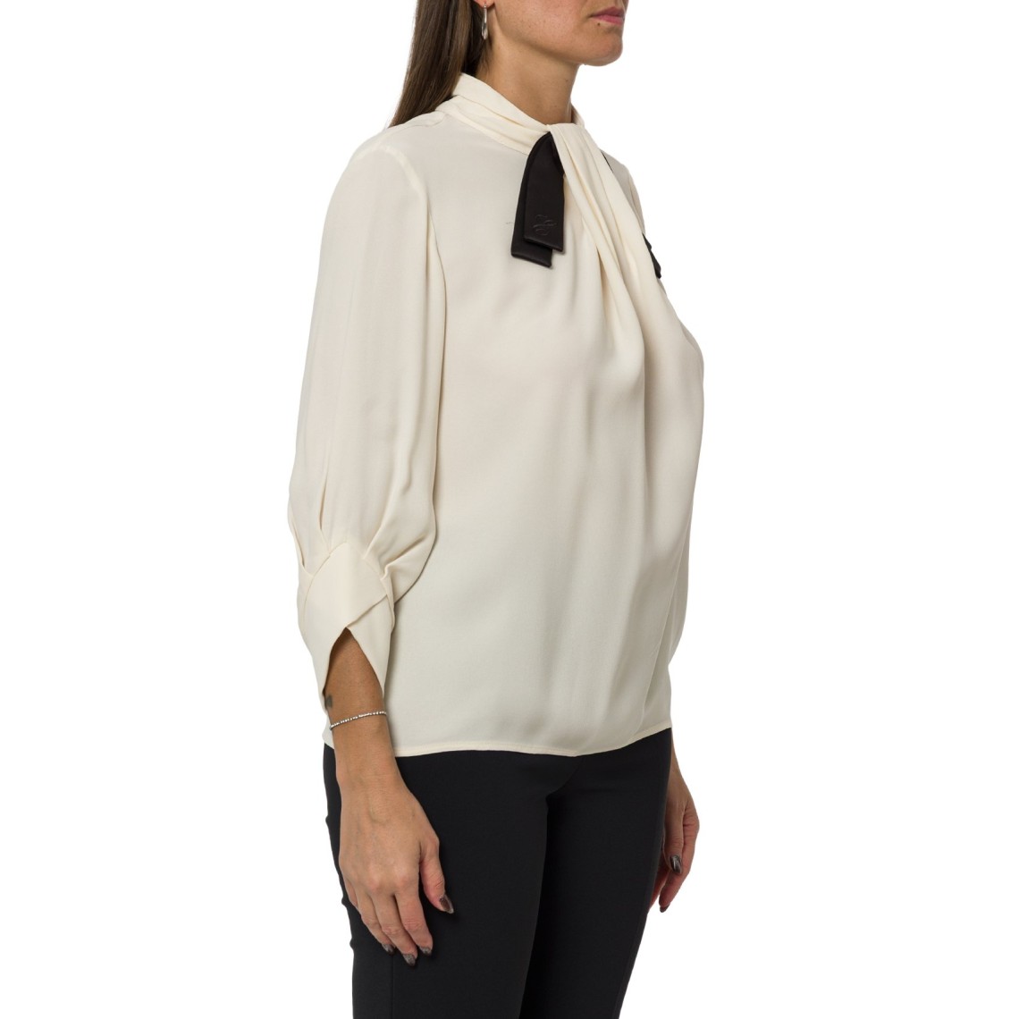 Blusa in georgette con cravattino Elisabetta Franchi