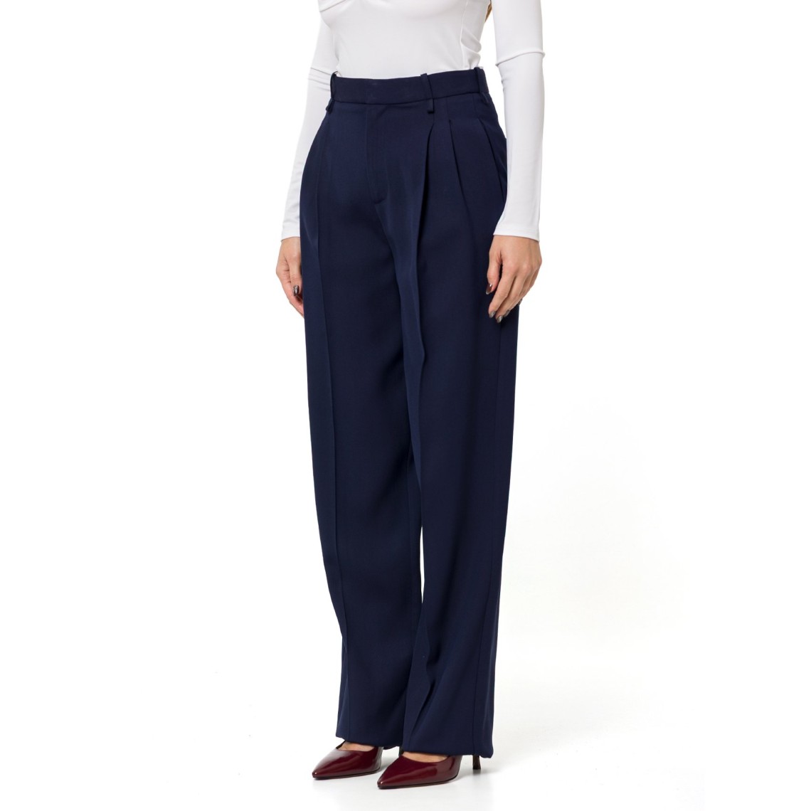 Pantaloni in gabardina fluida Elisabetta Franchi
