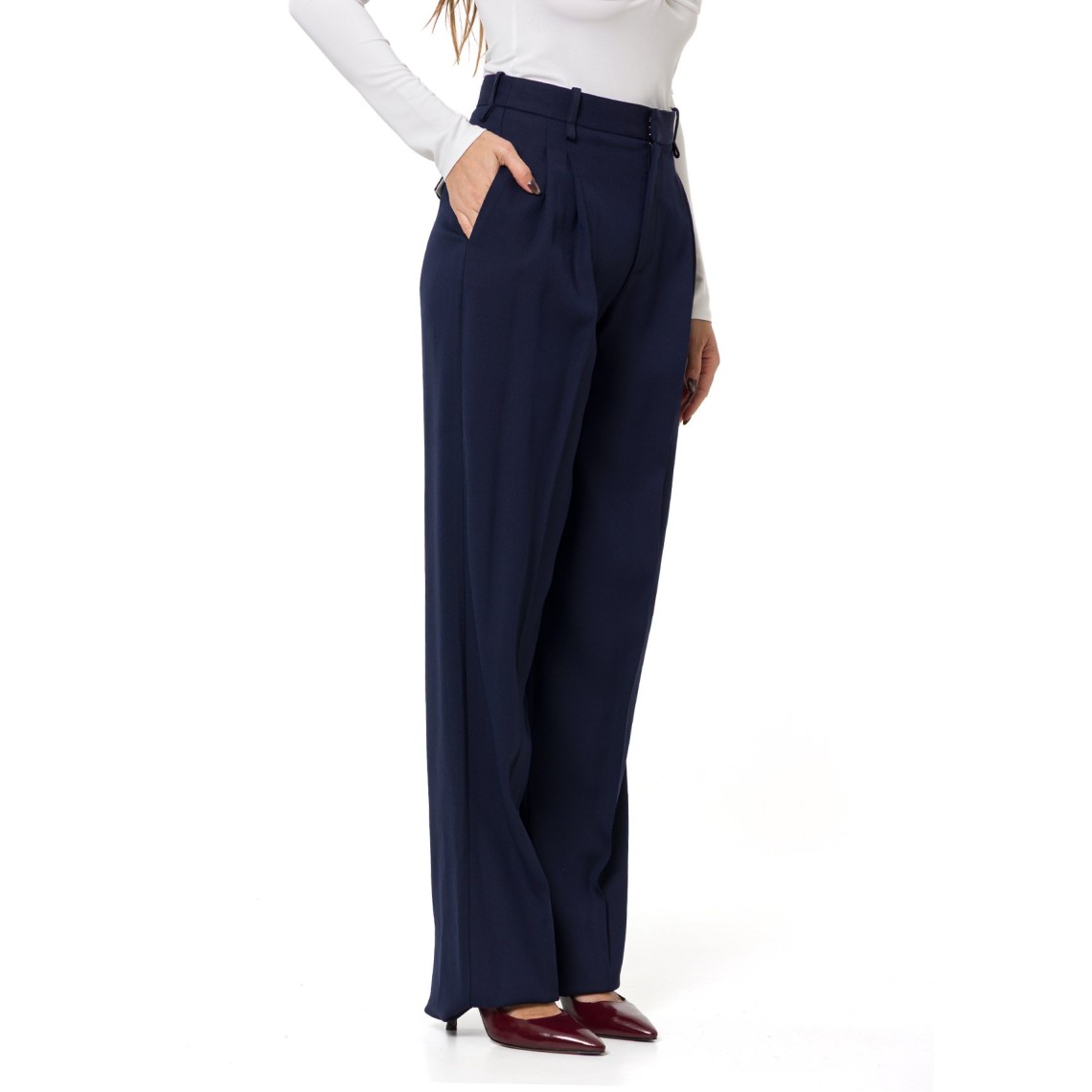 Pantaloni in gabardina fluida Elisabetta Franchi