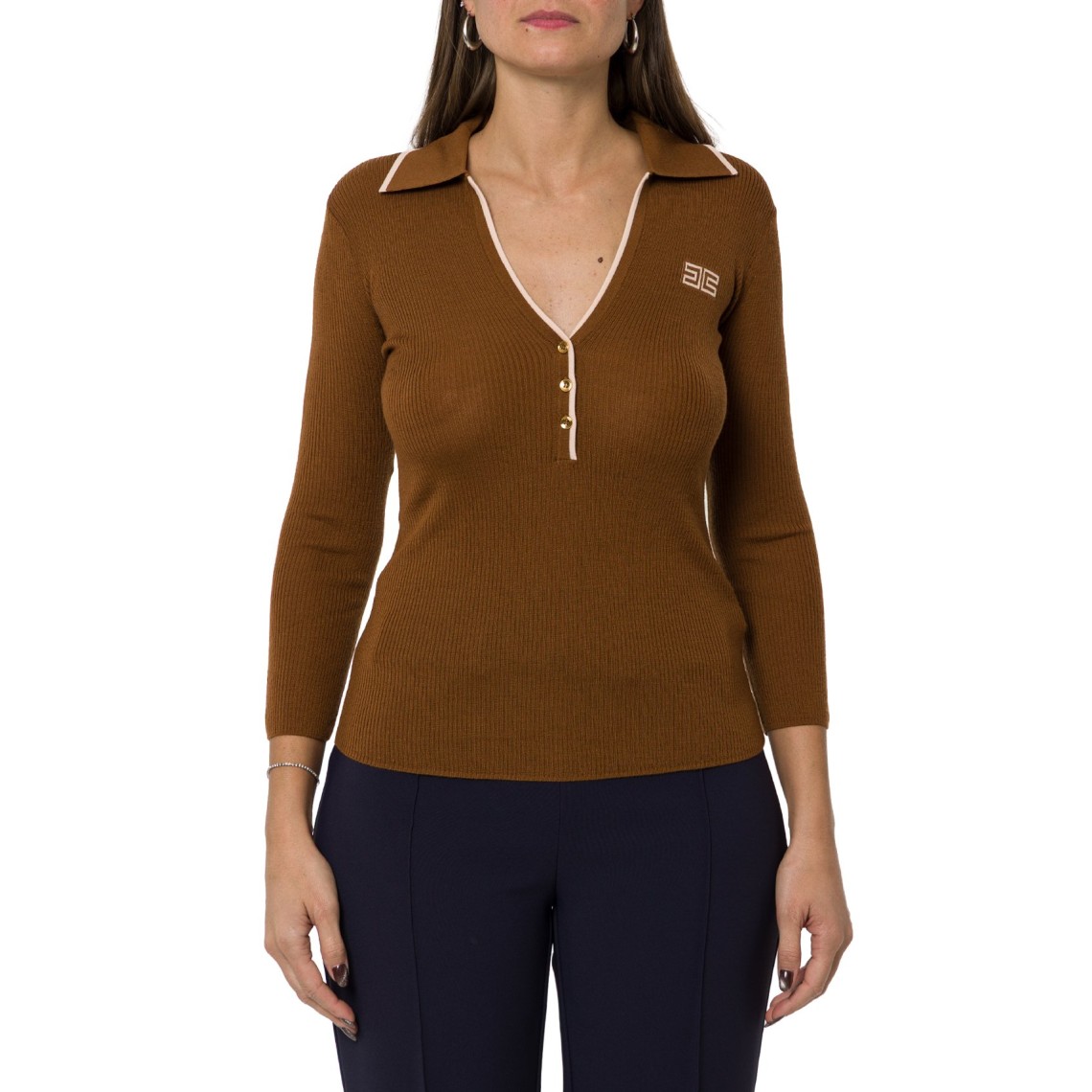 Polo in maglia a costine Elisabetta Franchi