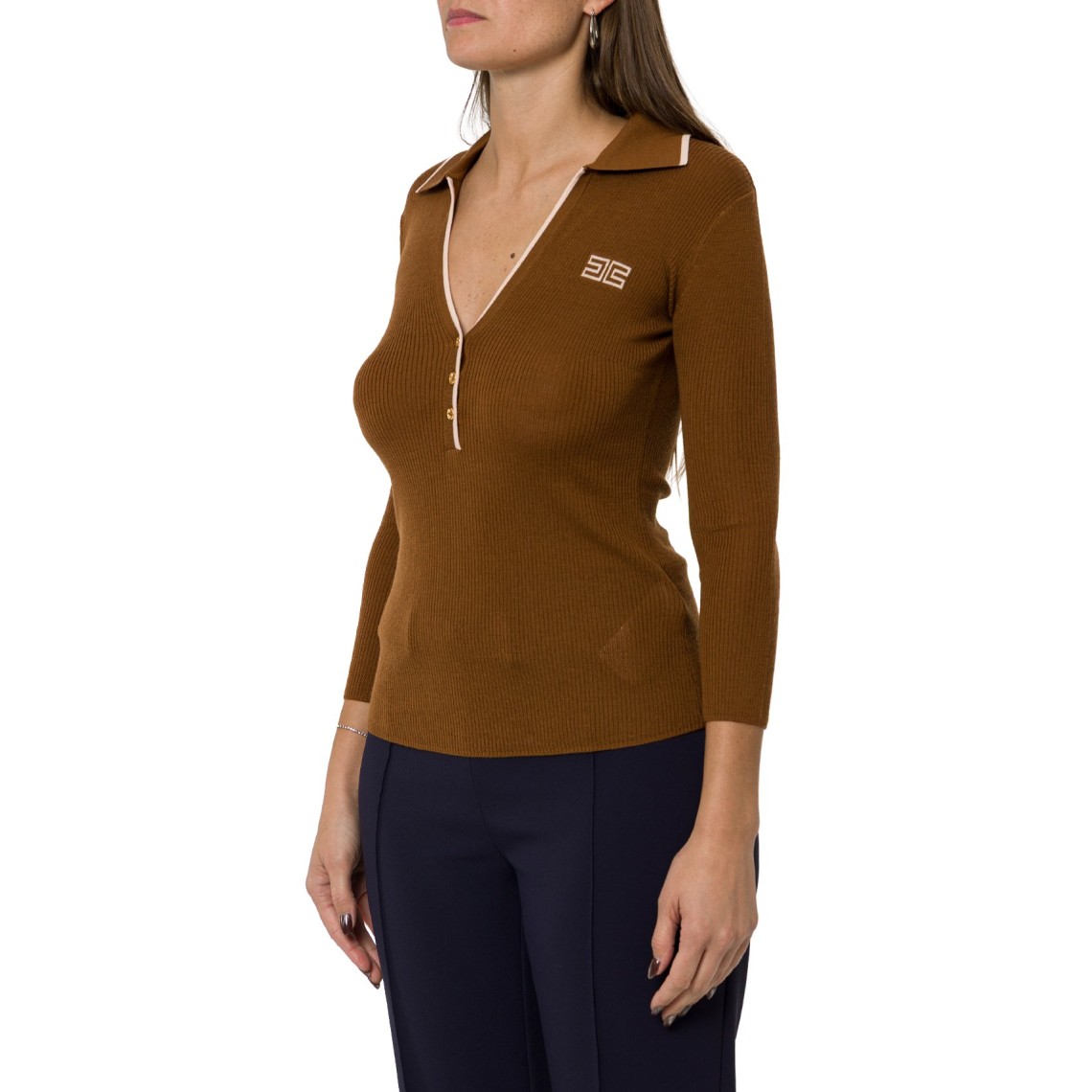 Polo in maglia a costine Elisabetta Franchi