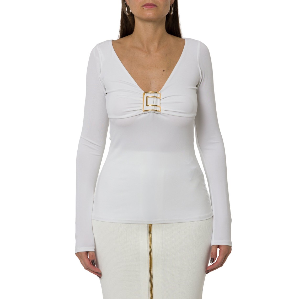 Maglia in jersey con logo gioiello Elisabetta Franchi
