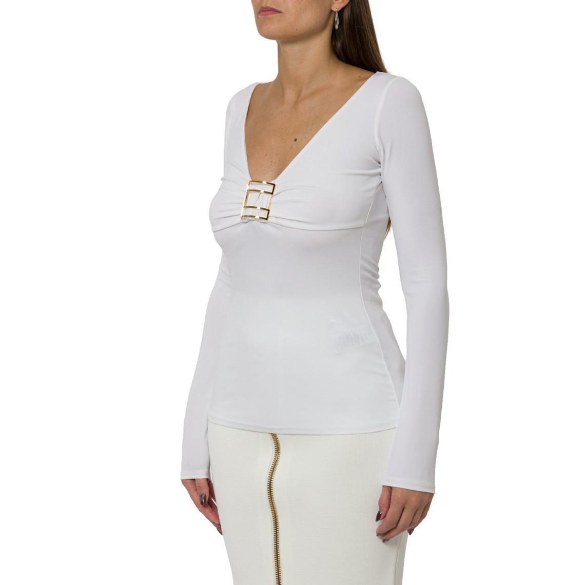 Maglia in jersey con logo gioiello Elisabetta Franchi