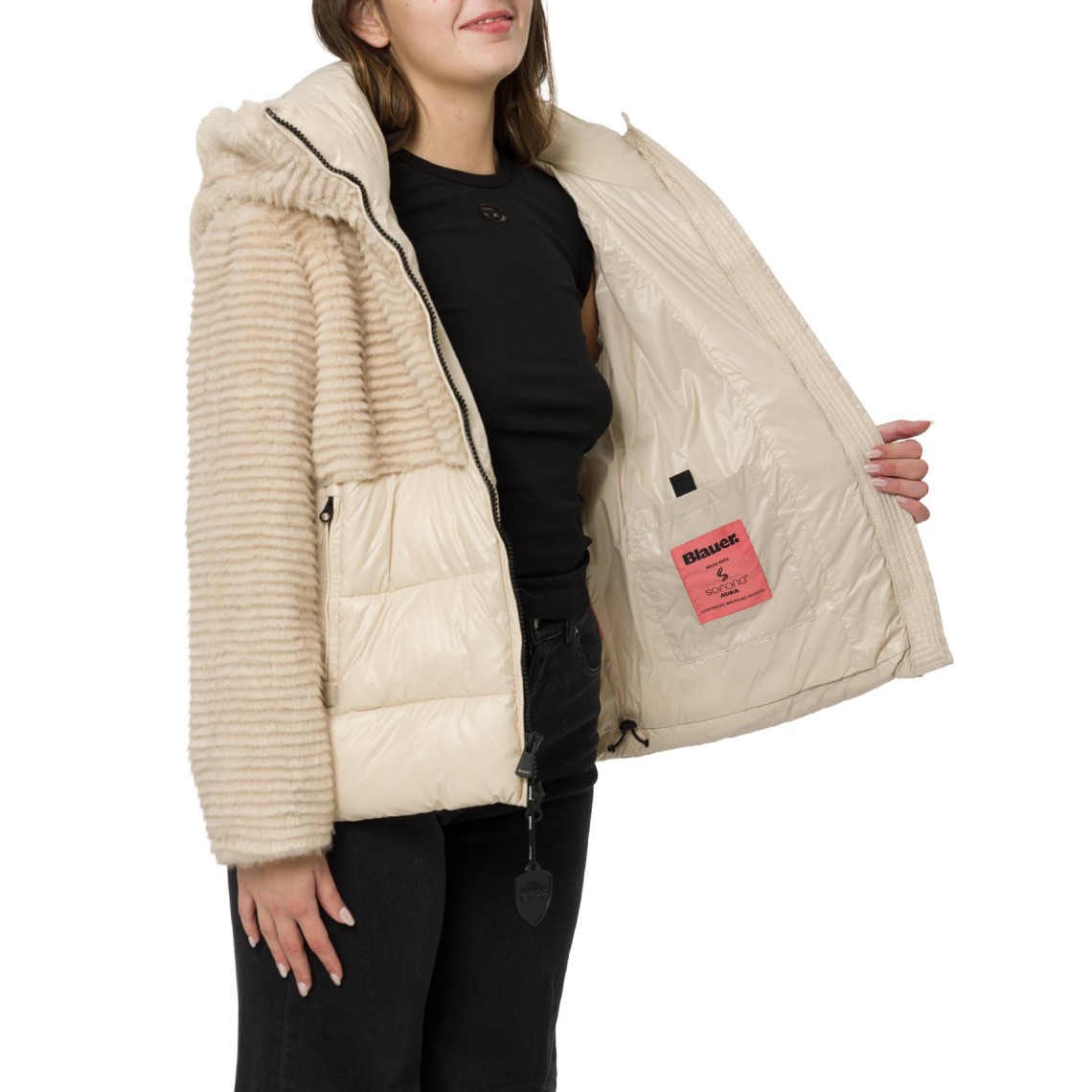 Giubbotto nylon con pelliccia eco Fanevil Blauer