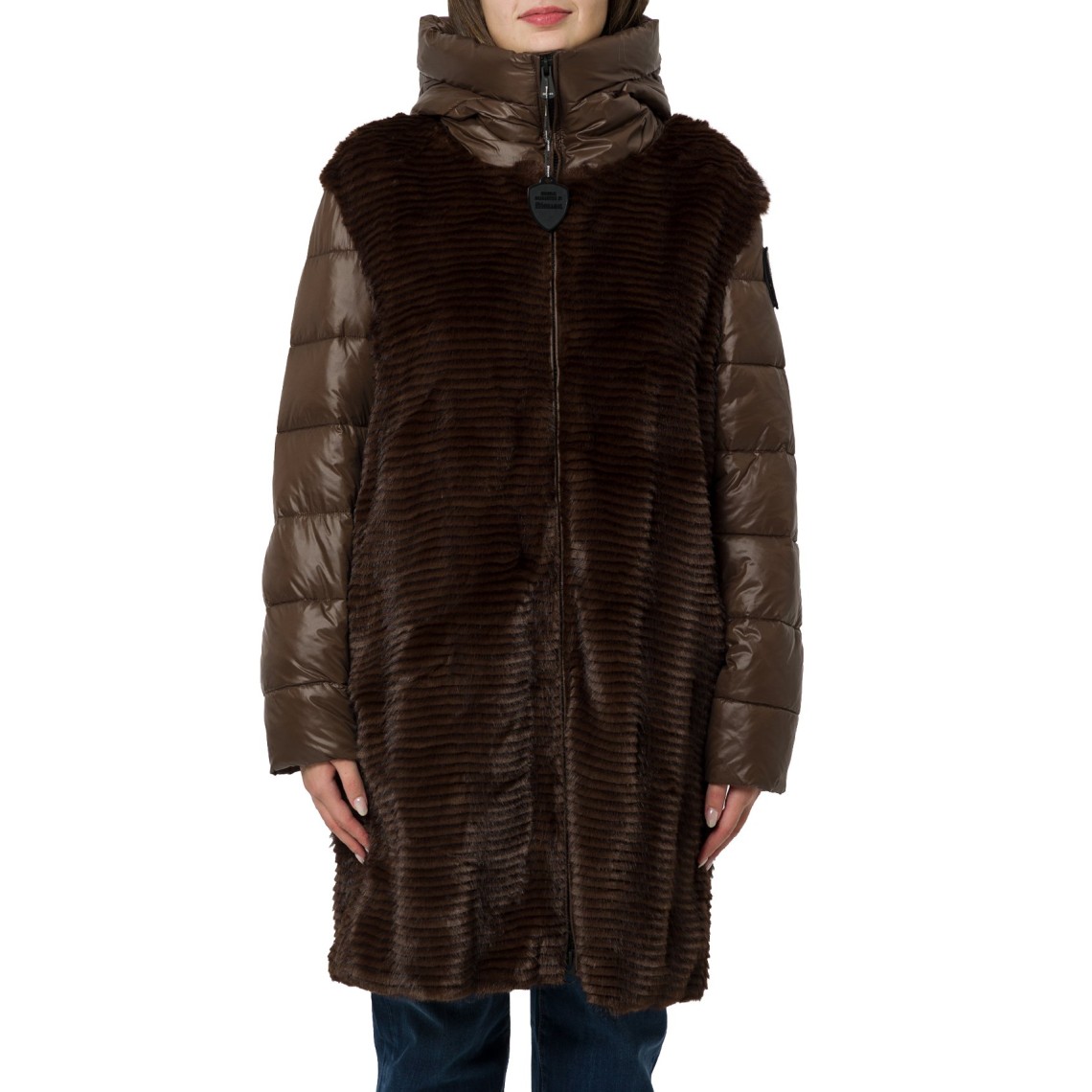 Giubbotto corto in nylon e pelliccia eco Aspen Blauer 