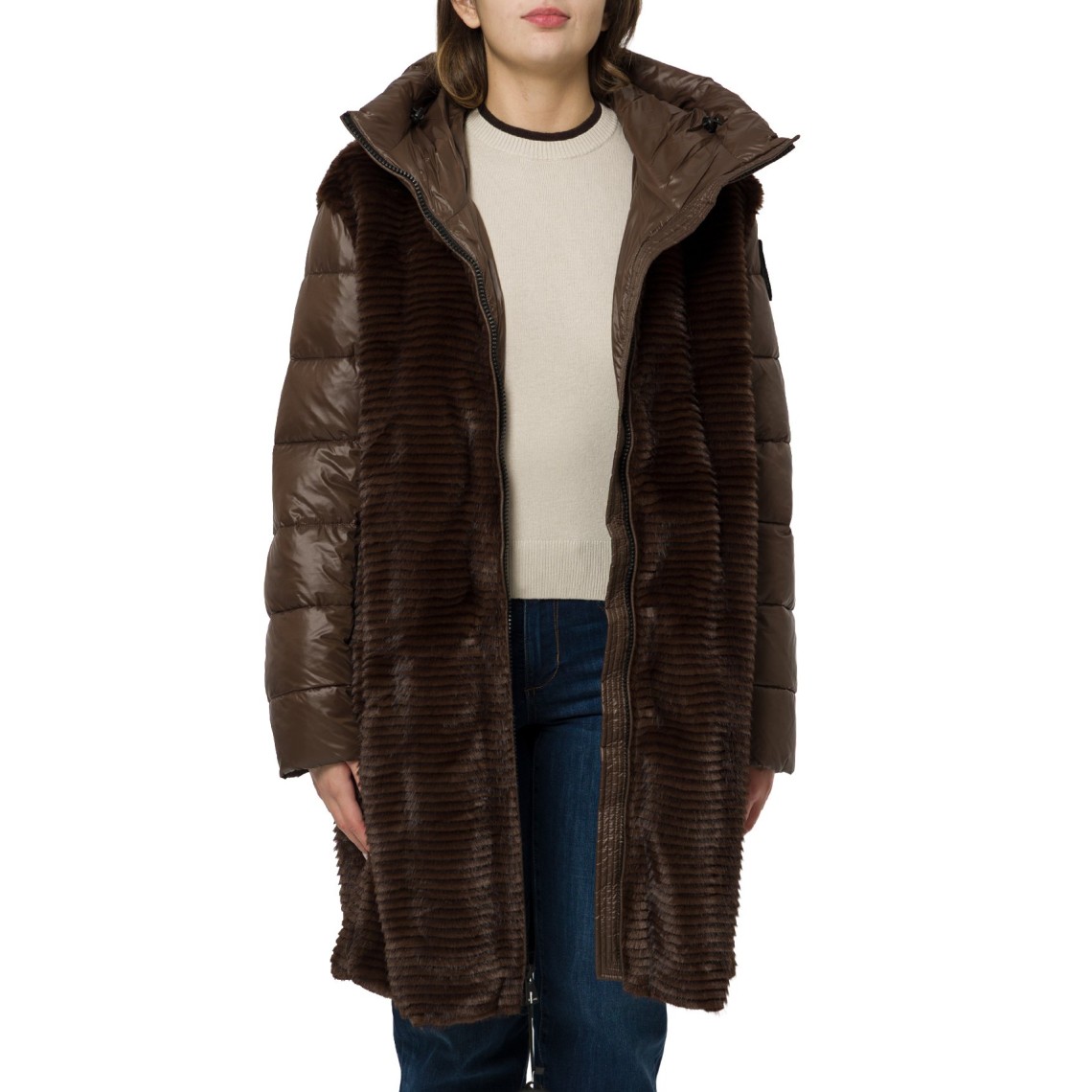 Giubbotto corto in nylon e pelliccia eco Aspen Blauer 