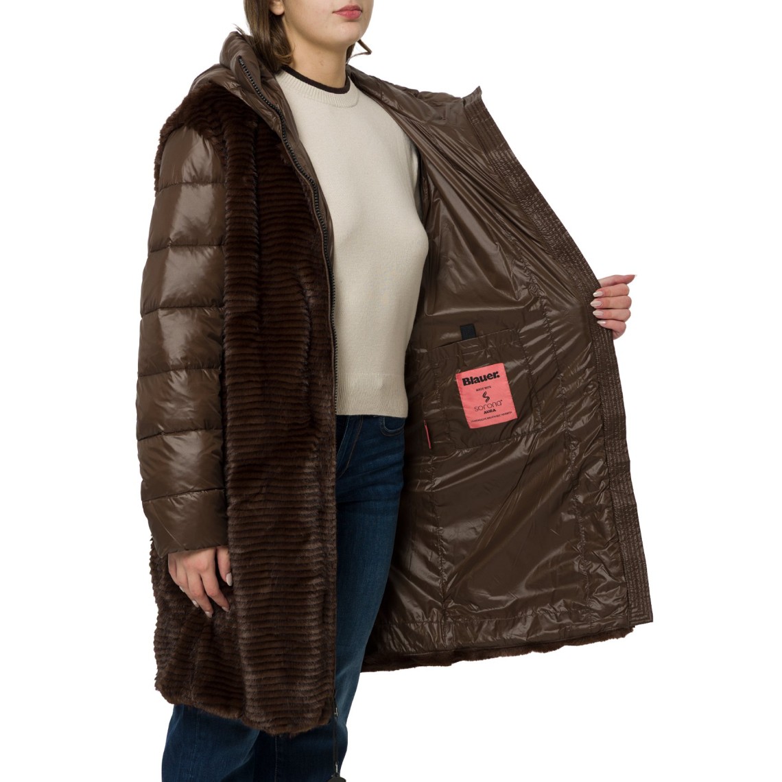 Giubbotto corto in nylon e pelliccia eco Aspen Blauer 